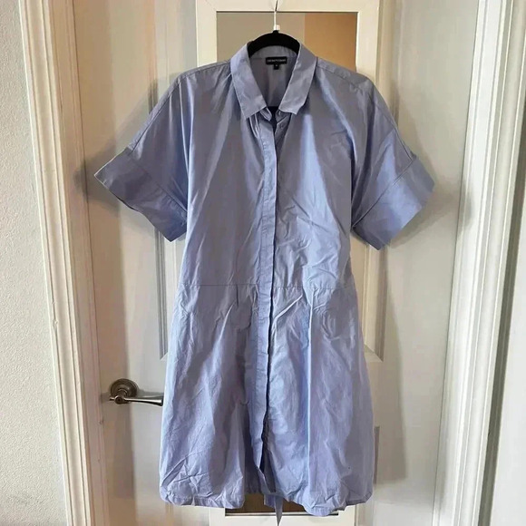 Emporio Armani Waist Tie Midi Dress Size 48 Color Blue - Picture 2 of 5
